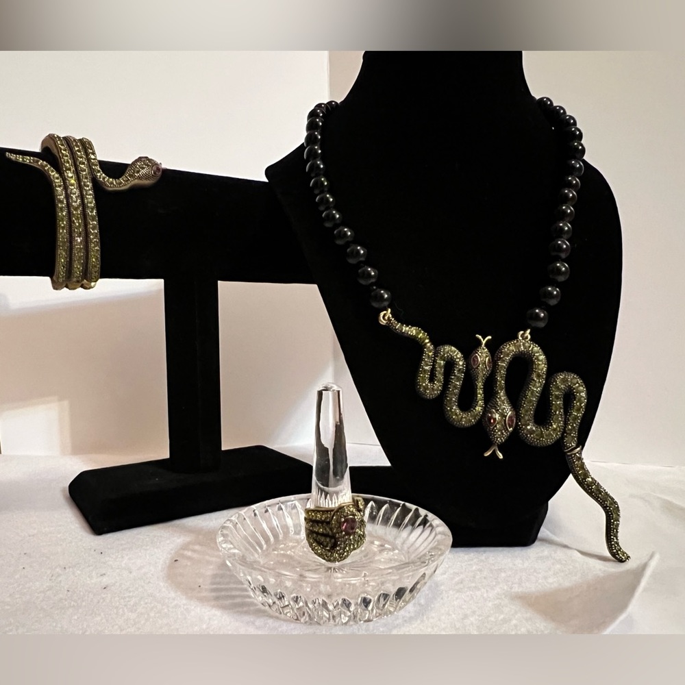 Heidi Daus Peridot Swarovski Crystal Snake Set